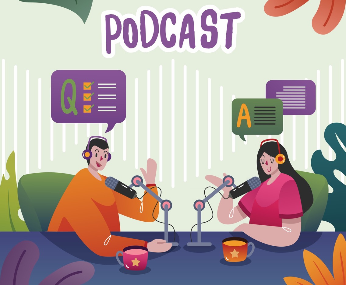 A Podcaster Interviewing a Woman