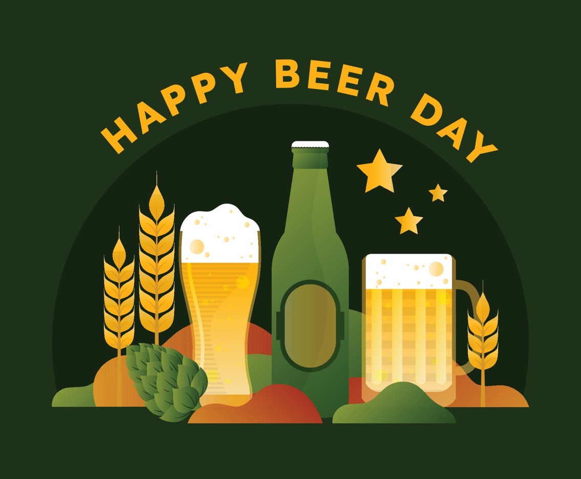 Happy Beer Day in Flat Gradient Style
