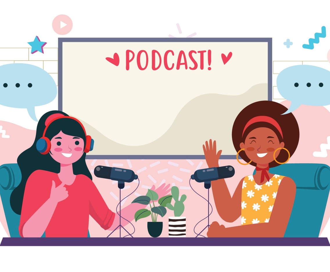 People recording podcast in studio