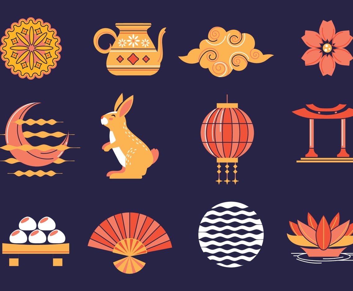 Set of Mid Autumn Festivity Icon