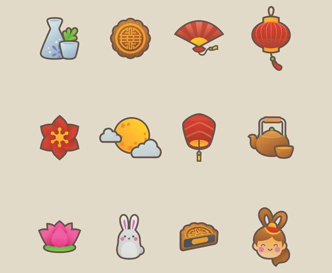 Set of Mid Autumn Festival Icon