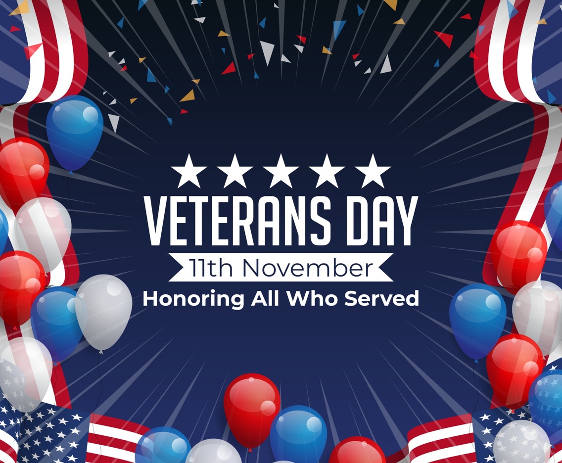 US Veterans Day Background Realistic Style Card