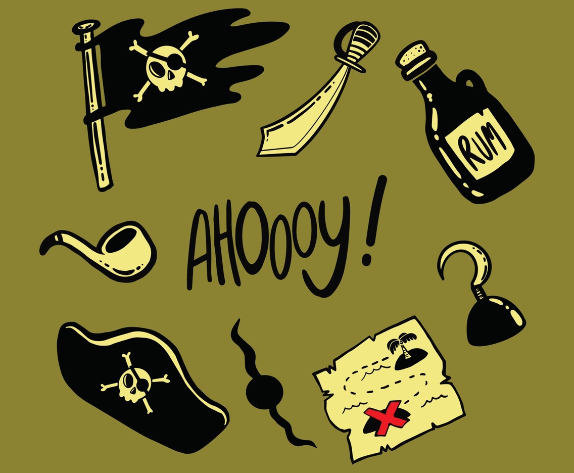 Cute Pirates Icon Doodle Style