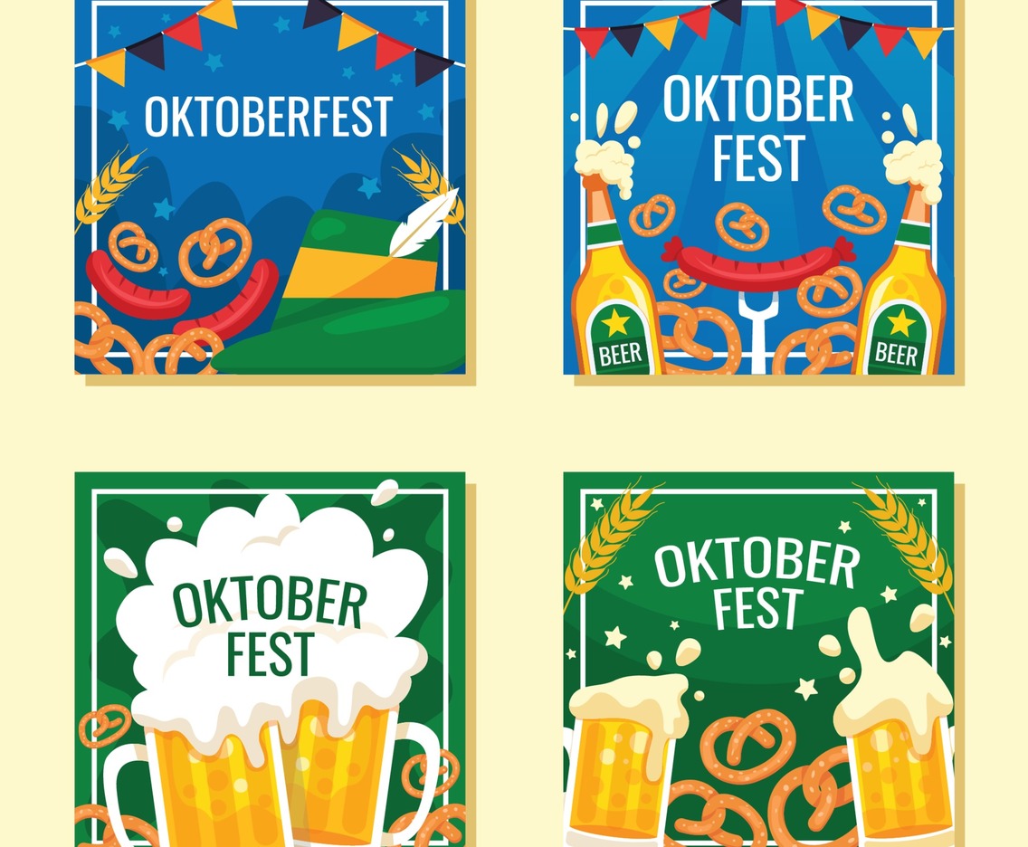 Cheerful Oktoberfest Party Celebration Cards