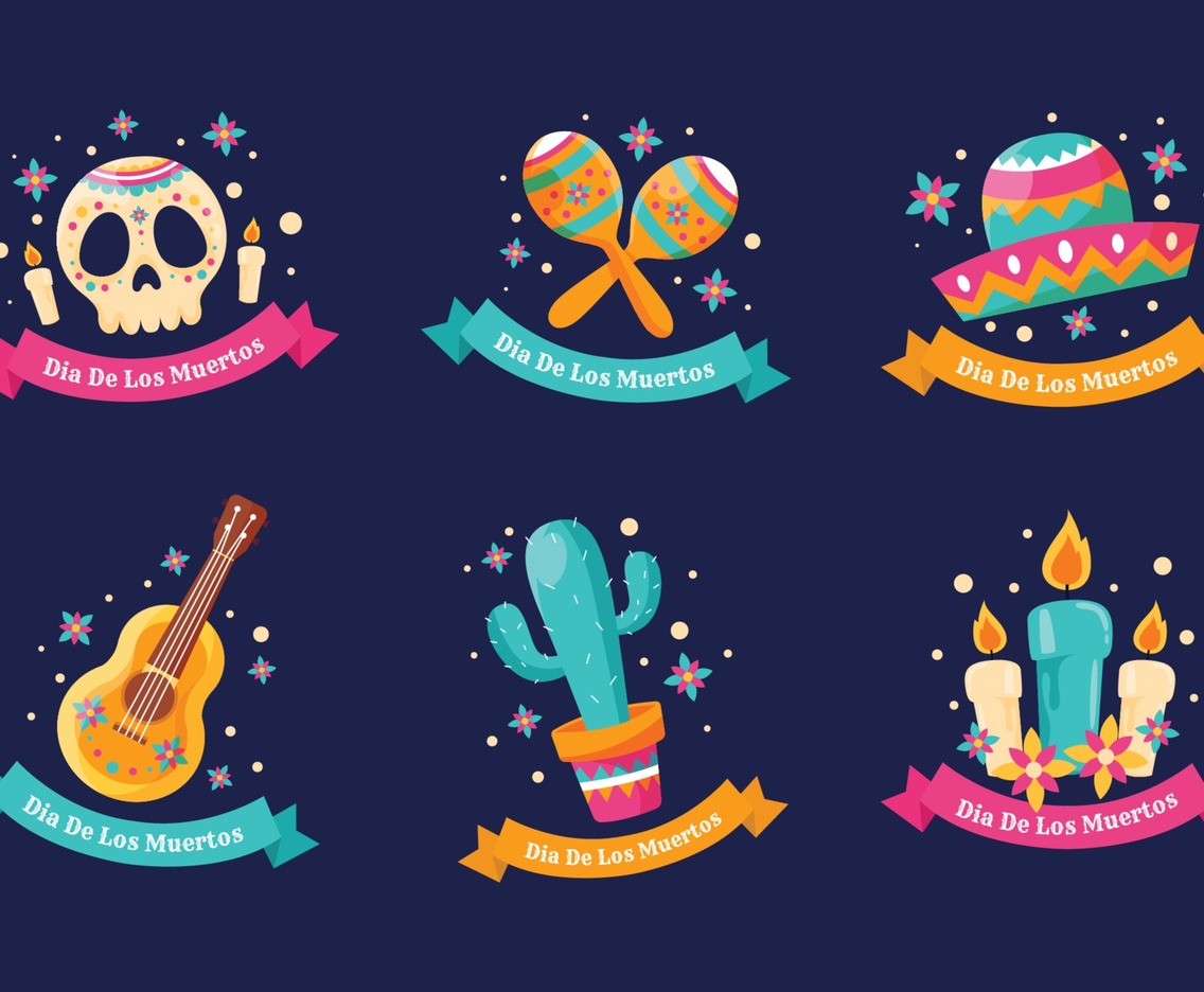 Dia De Los Muertos Cute Icon Set