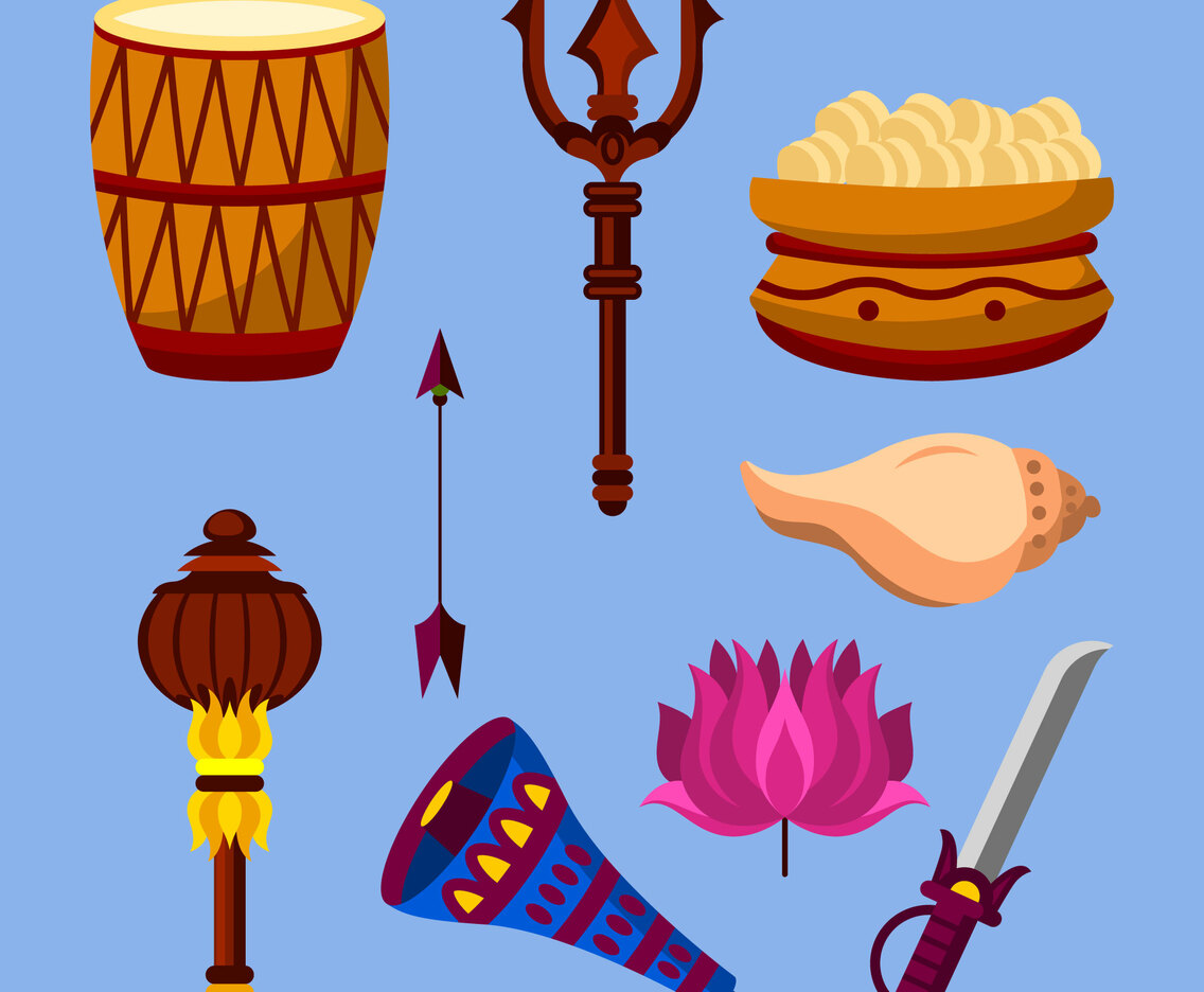 Navratri Festival Instruments and Ornaments