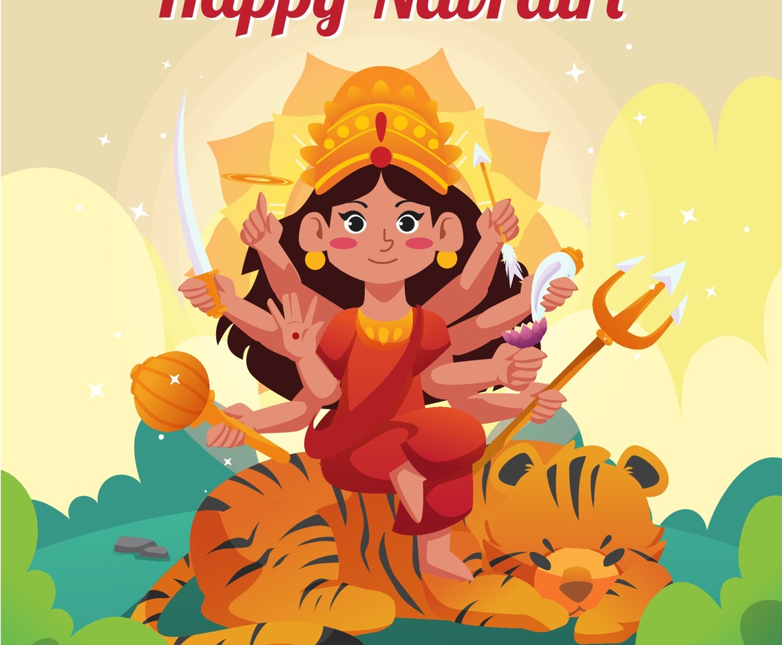 Happy Navratri Day with Durga Goddess