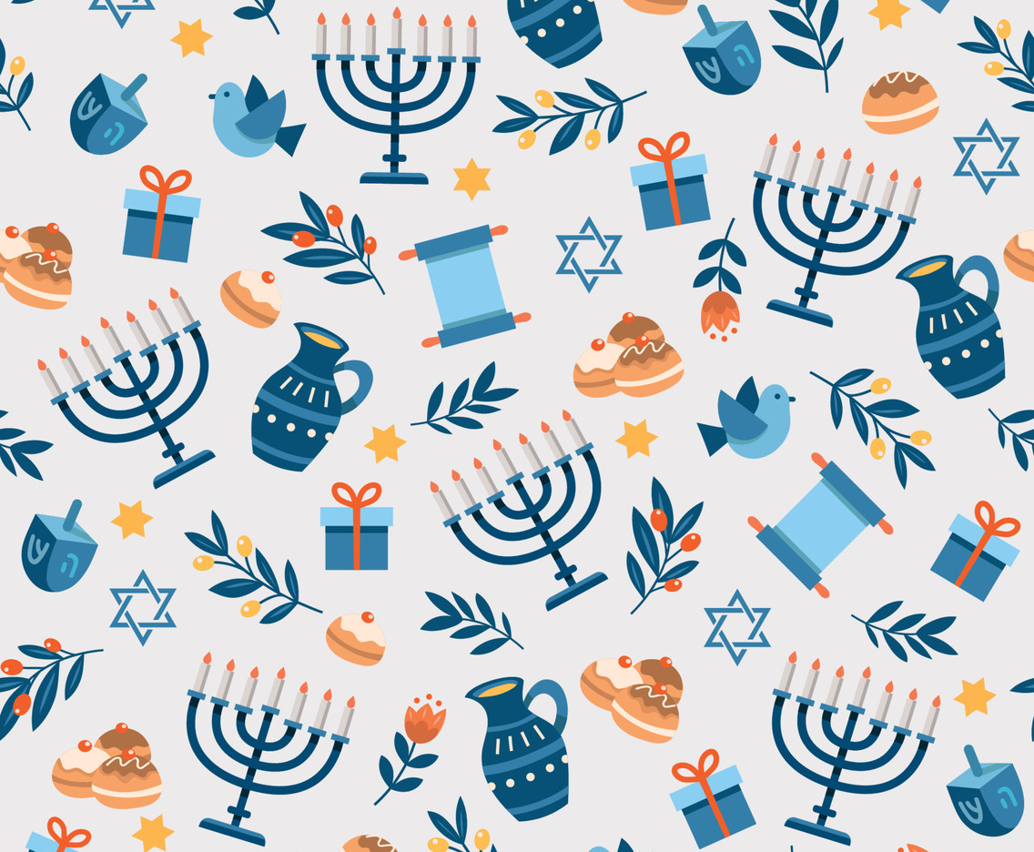 Happy Hanukkah Seamless Pattern