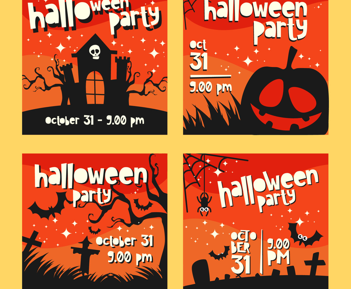 Halloween Party Social Media Card Set