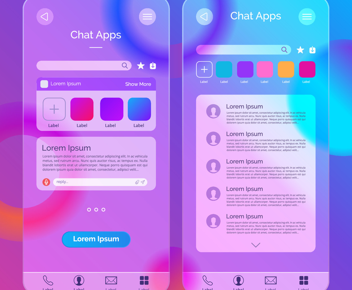 Chat Apps UIUX Glassmorphism Template