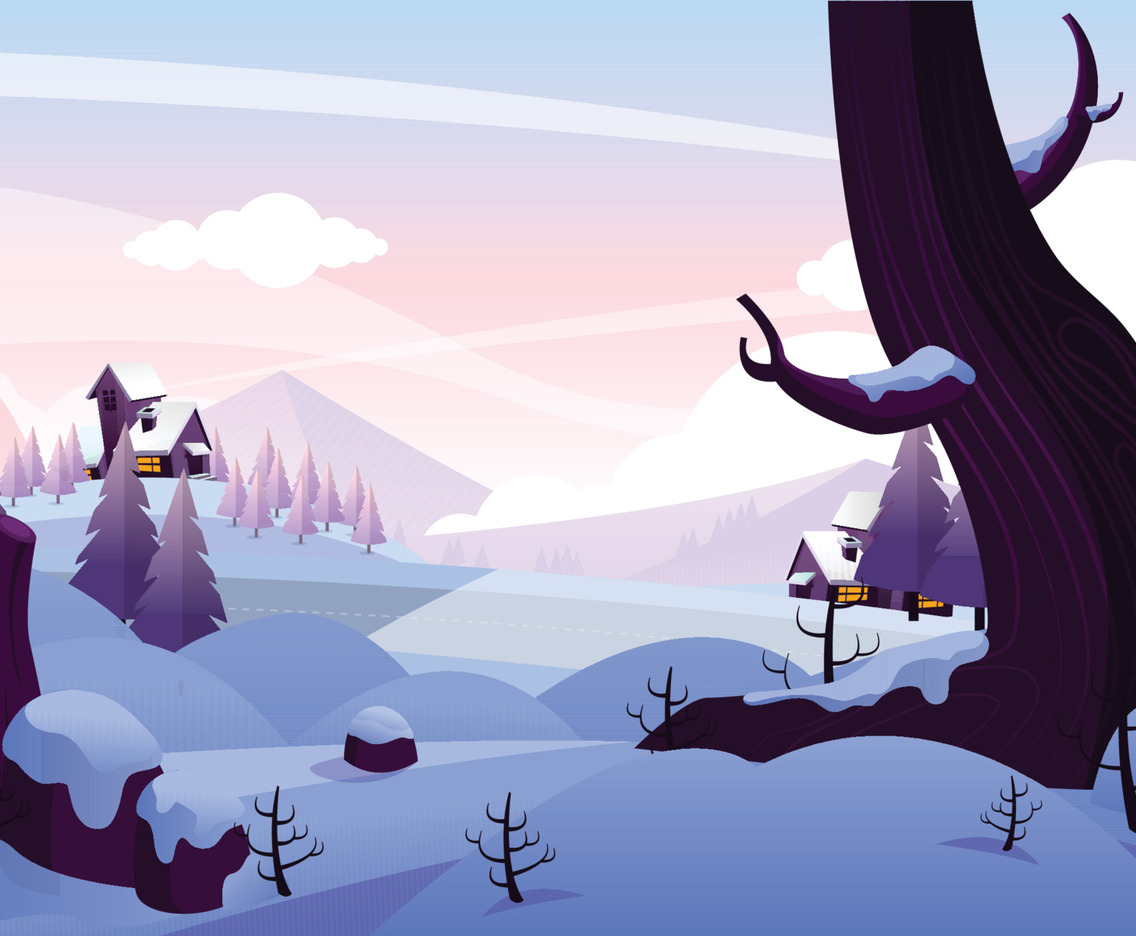 Snowy Road with Mountain View