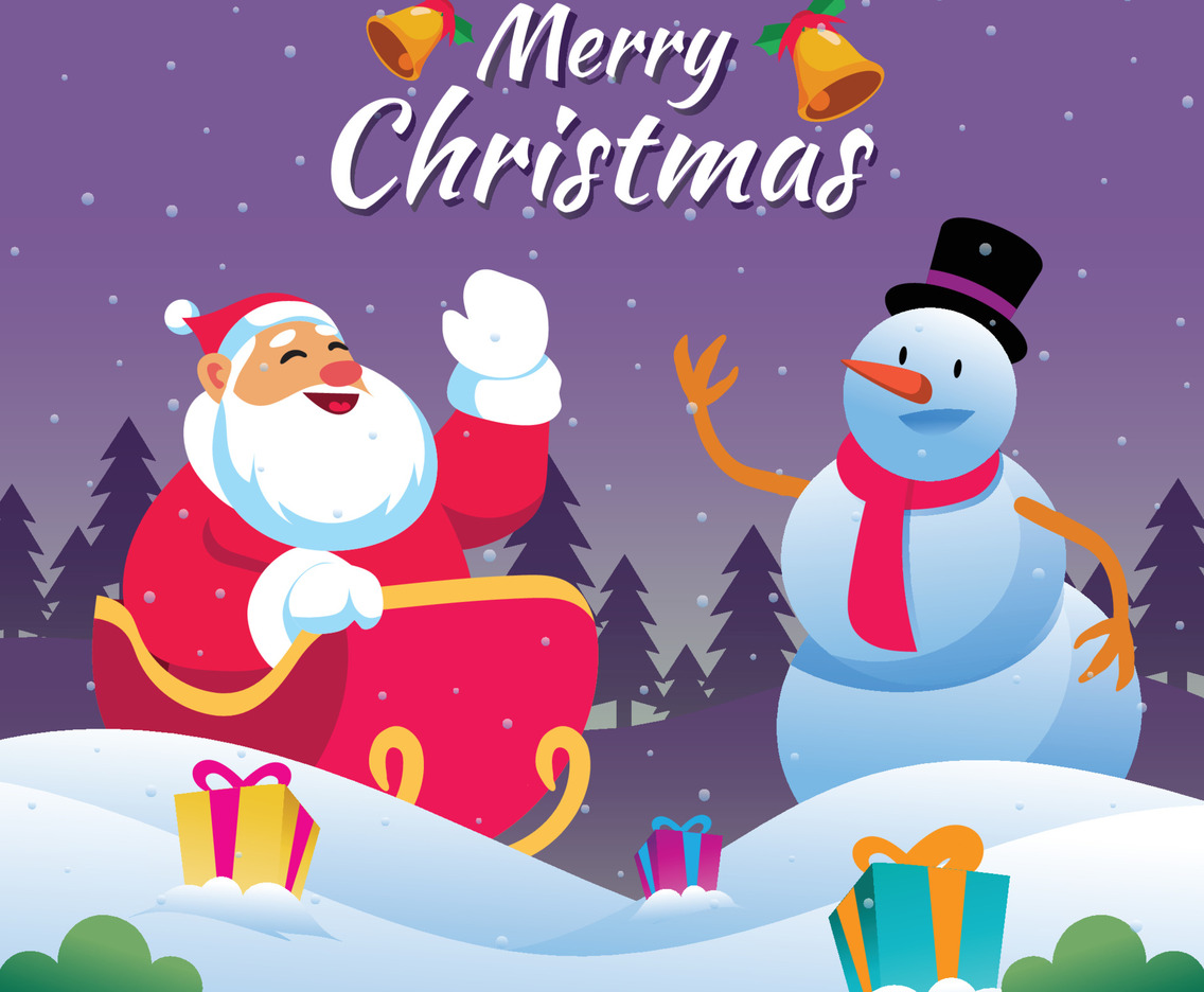 Santa Claus with Snow Man Background