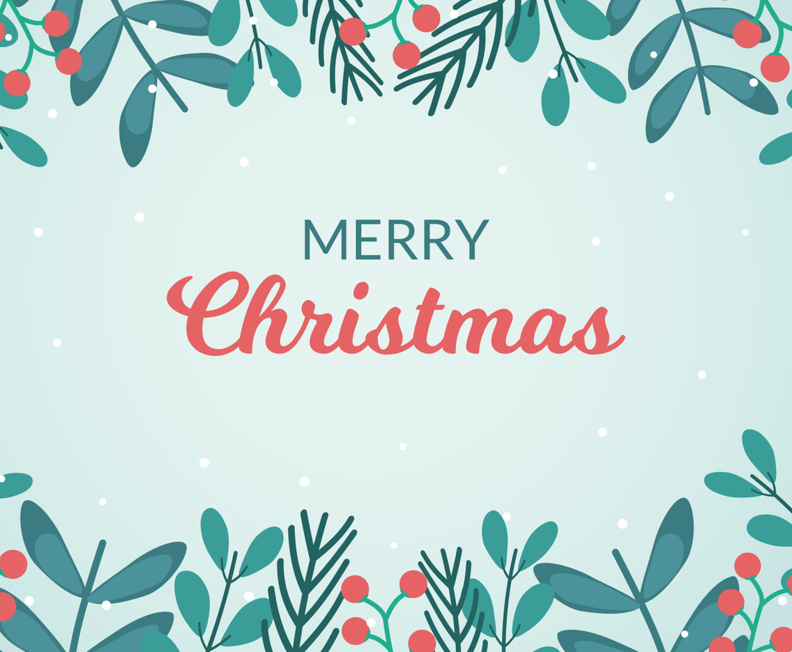 Flat Christmas Floral Background