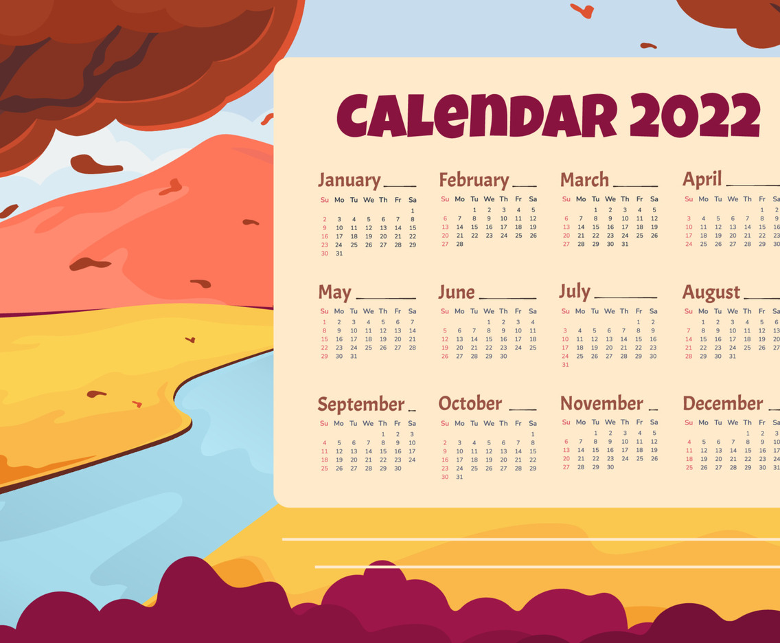 Nature Scenery Calendar 2022