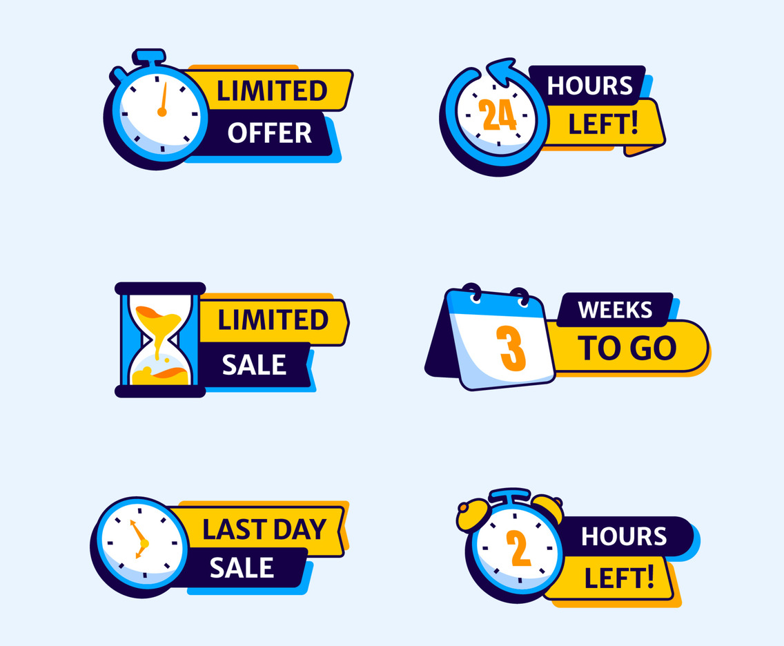 Set of Countdown New Year Sale Label