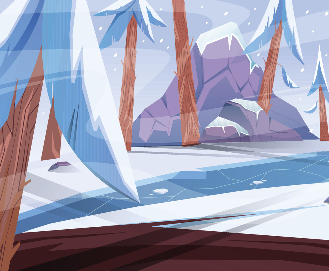 Winter Snow Rain in Jungle Panorama Scenery
