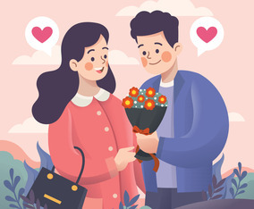 Cute Couple Celebrate Valentine's Day Concept | FreeVectors