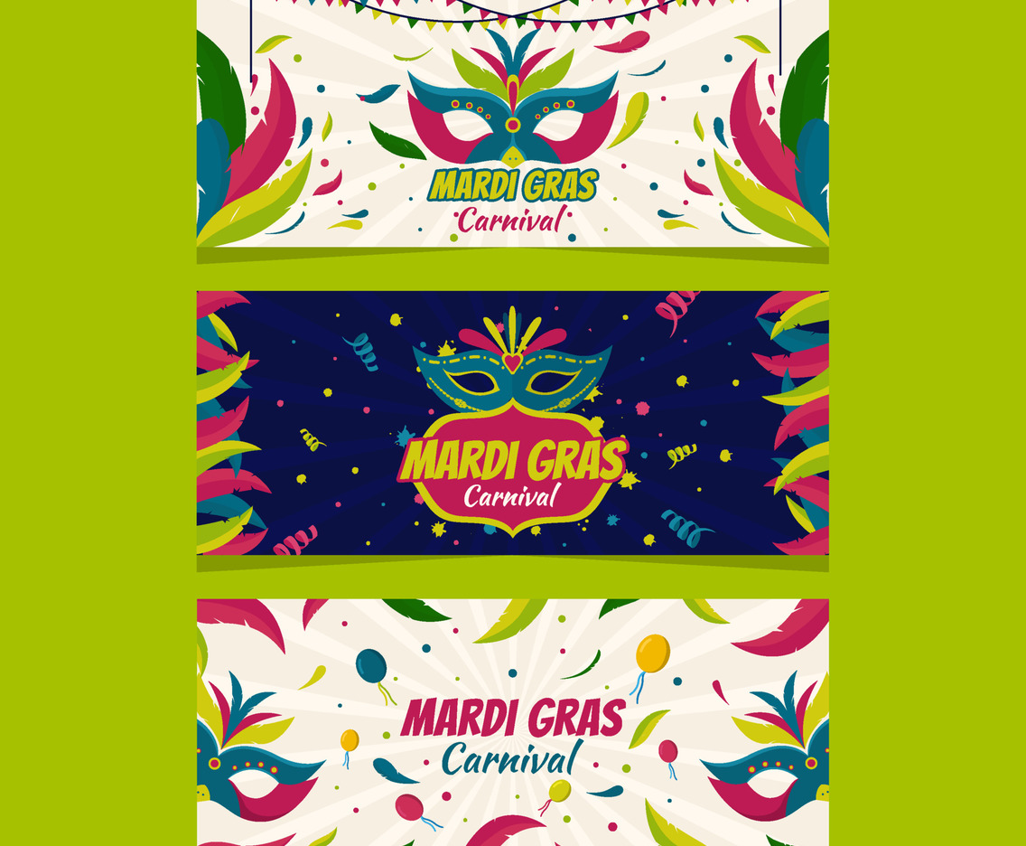 Colorful Carnival Banner Mardi Gras Set
