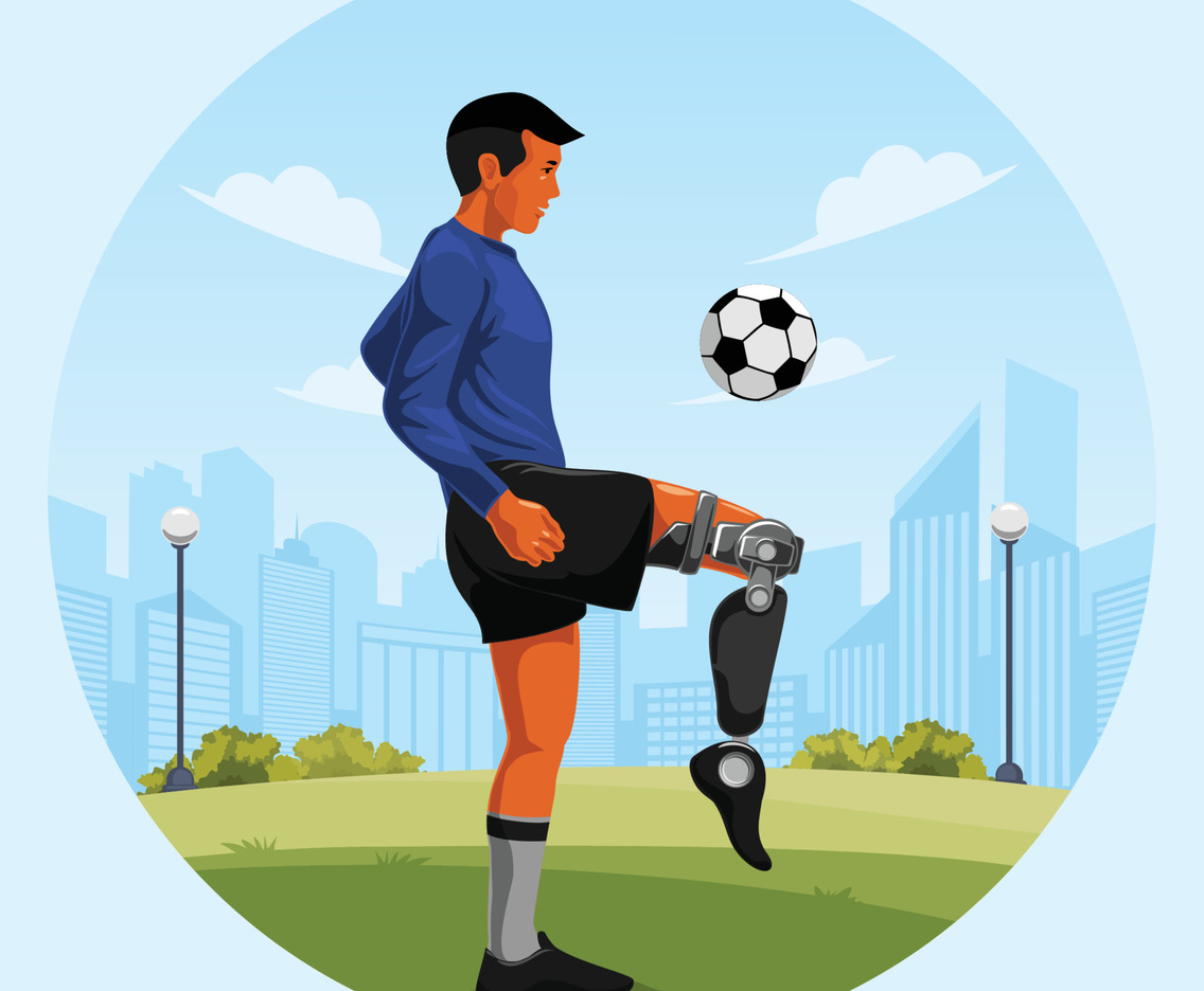 Disable Person Play Football Juggling at City Park