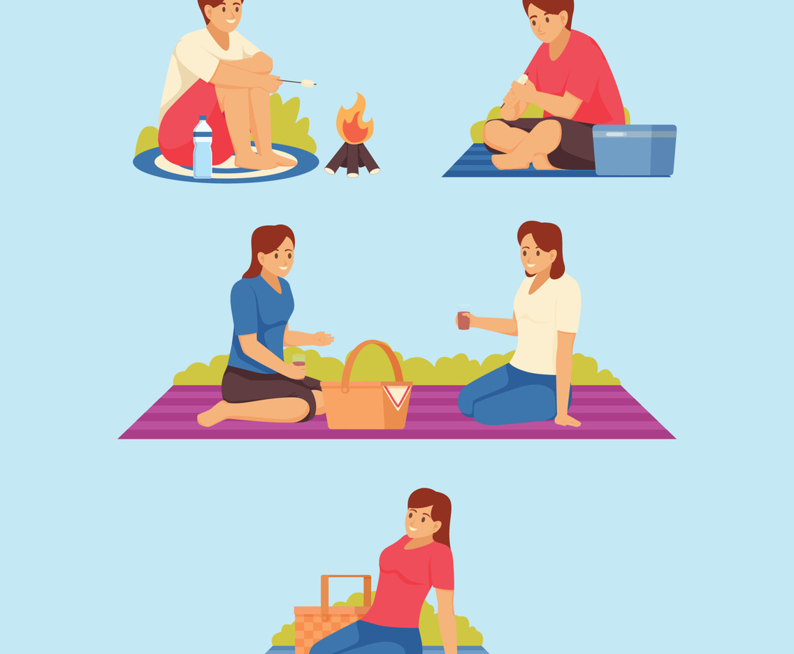 Set of Picnic Man and Woman Character