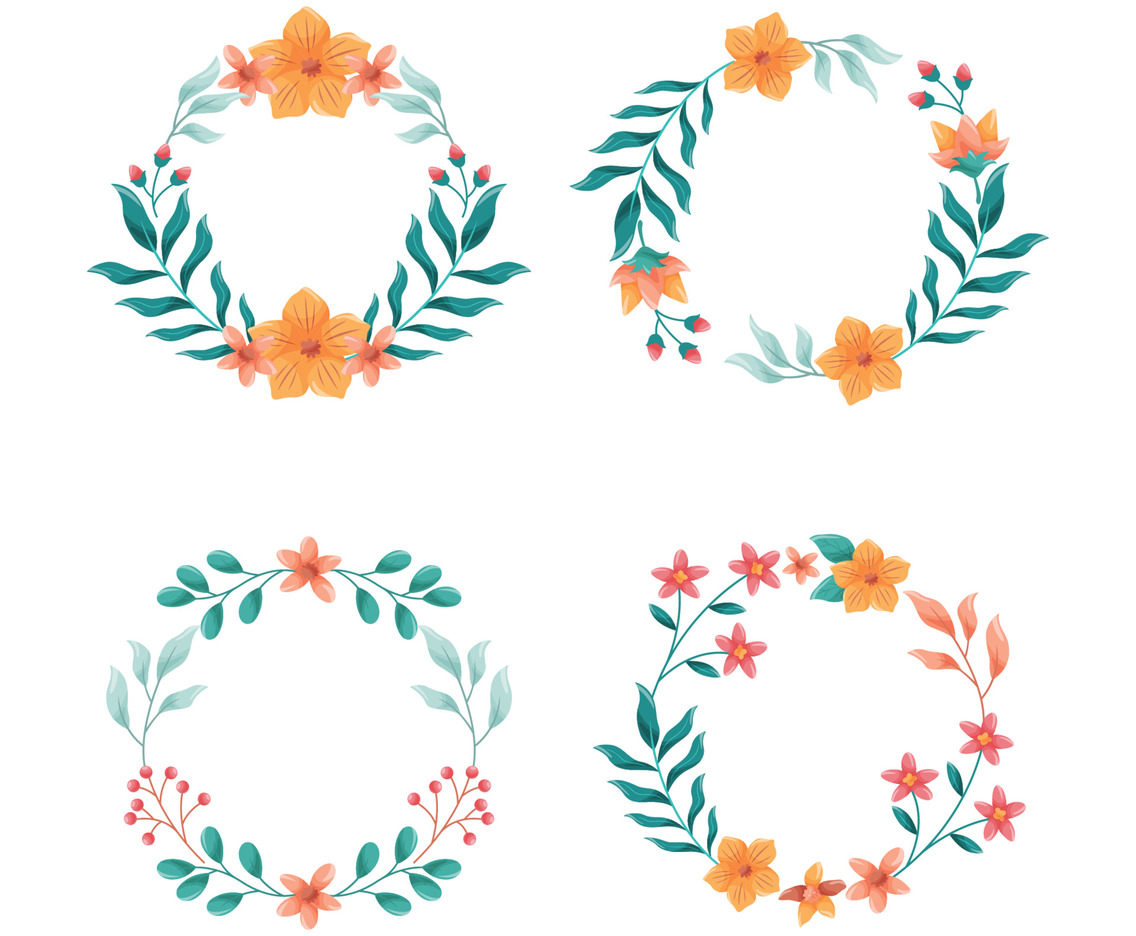 Decorative Floral Frame Round Shape Collection