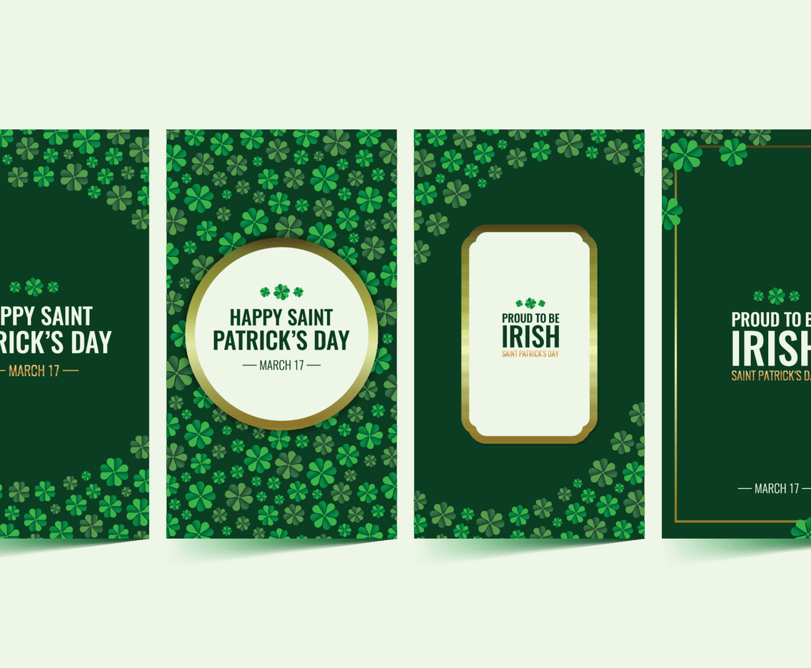 Gold and Green Minimalist Shamrock Social Media Card