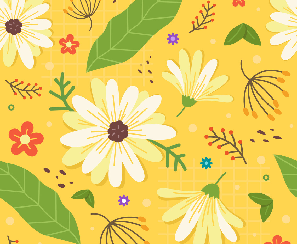 Flat Spring Seamless Pattern