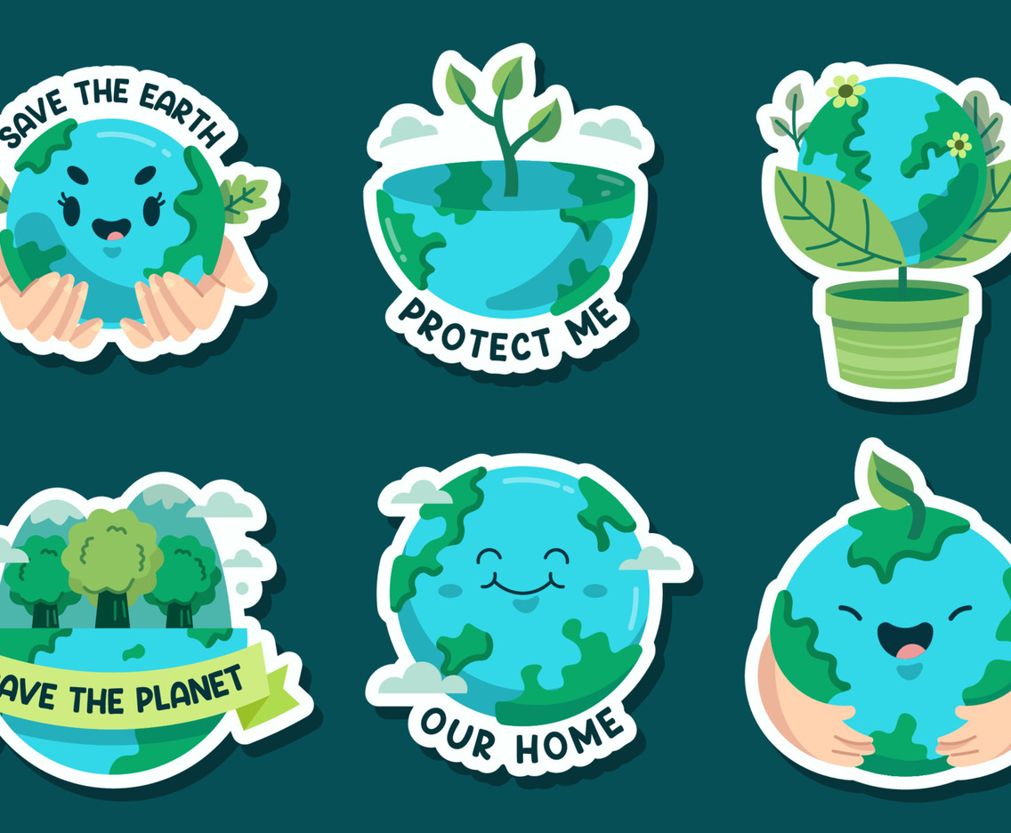Set of Cute World Environment Day Stickers